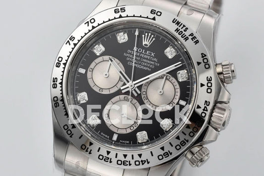 Replica Rolex Daytona 126509 SS in Black Dial Diamond Markers |  Declock.