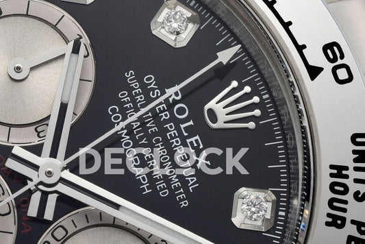 Replica Rolex Daytona 126509 SS in Black Dial Diamond Markers | Declock.