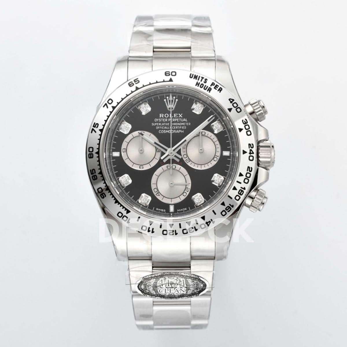 Replica Rolex Daytona 126509 SS in Black Dial Diamond Markers |  Declock.