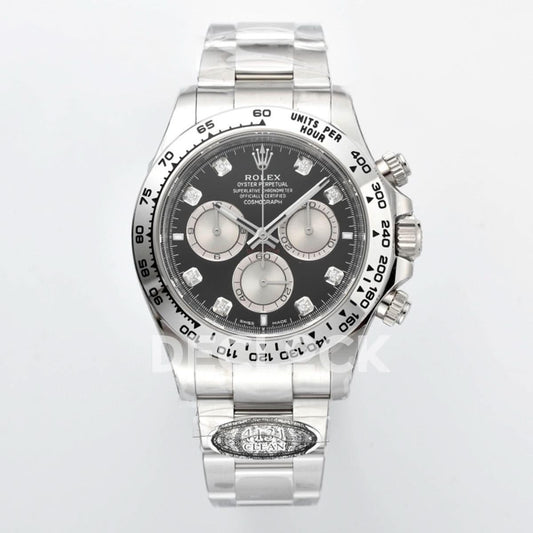 Replica Rolex Daytona 126509 SS in Black Dial Diamond Markers |  Declock.
