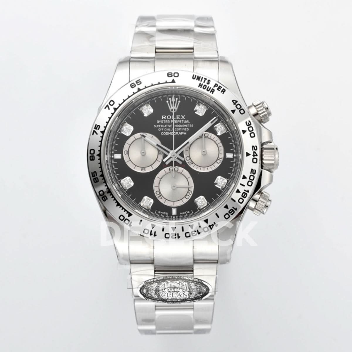 Daytona 126509 SS in Black Dial Diamond Markers