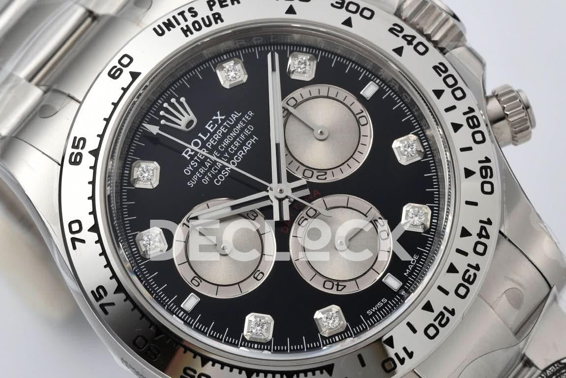 Replica Rolex Daytona 126509 SS in Black Dial Diamond Markers |  Declock.