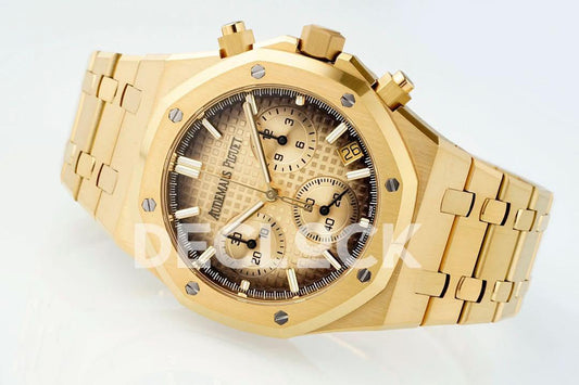 Replica Audemars Pigeut Royal Oak Chrono 26240 YG Dial on YG Bracelet |  Declock.