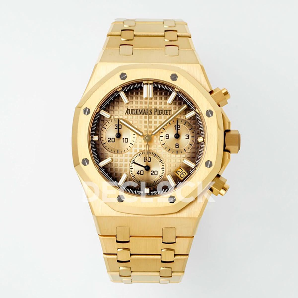 Replica Audemars Pigeut Royal Oak Chrono 26240 YG Dial on YG Bracelet |  Declock.