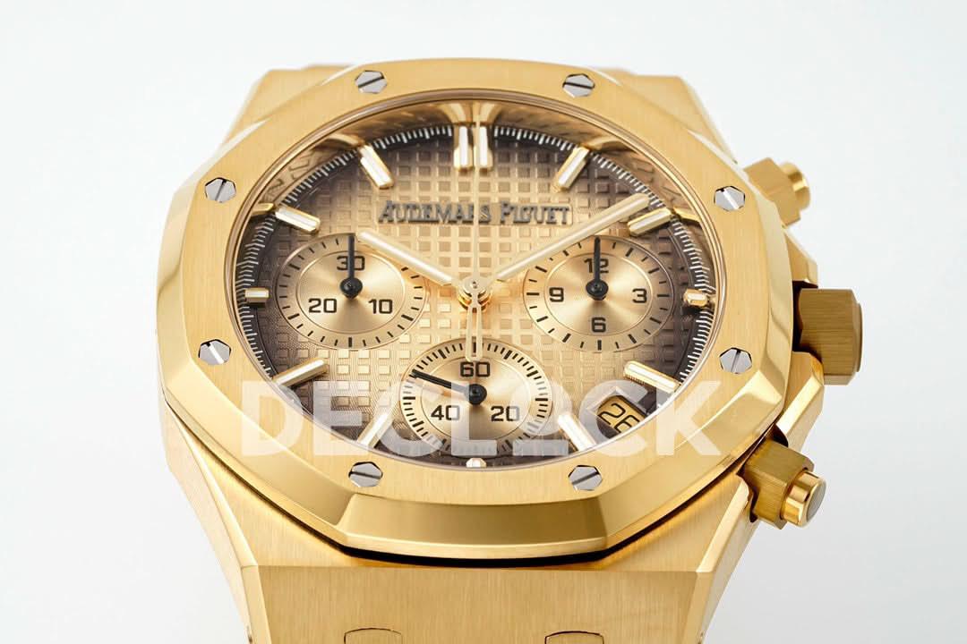Replica Audemars Pigeut Royal Oak Chrono 26240 YG Dial on YG Bracelet |  Declock.
