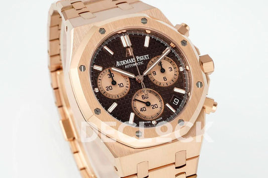 Replica Audemars Pigeut Royal Oak Chrono 26240 Brown Dial on RG Bracelet | Declock.