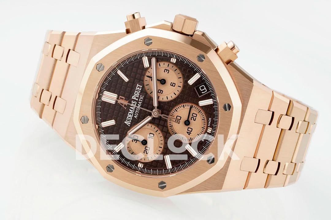 Replica Audemars Pigeut Royal Oak Chrono 26240 Brown Dial on RG Bracelet |  Declock.