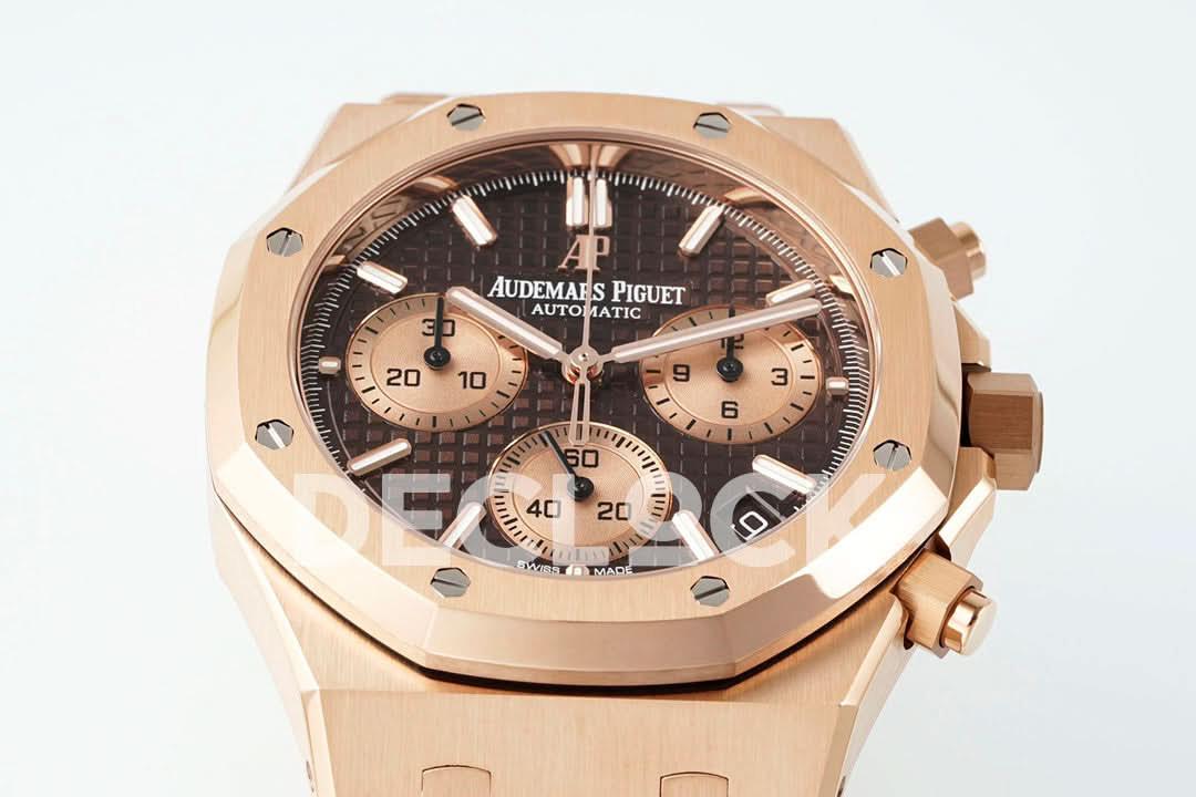 Replica Audemars Pigeut Royal Oak Chrono 26240 Brown Dial on RG Bracelet |  Declock.