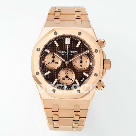 Replica Audemars Pigeut Royal Oak Chrono 26240 Brown Dial on RG Bracelet |  Declock.