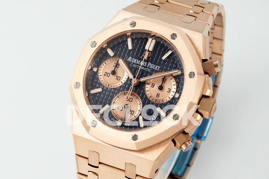 Replica Audemars Pigeut Royal Oak Chrono 26240 Blue/RG Dial on RG Bracelet |  Declock.