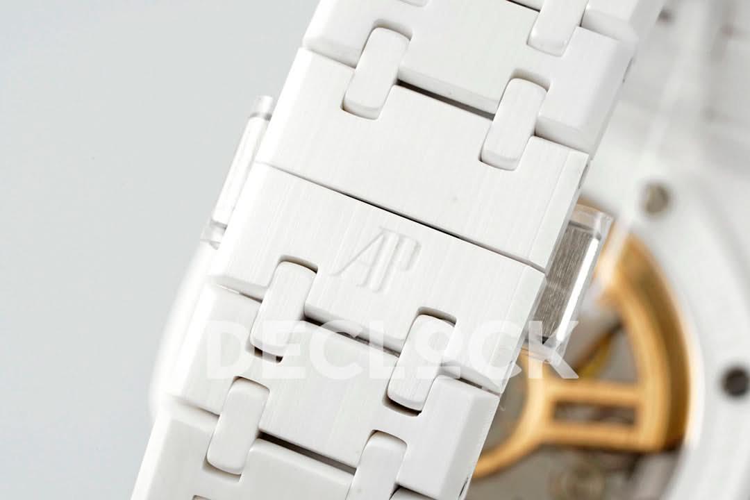 Replica Audemars Pigeut Royal Oak 41mm 15500 White Ceramic/Cer Black Dial APSF |  Declock.