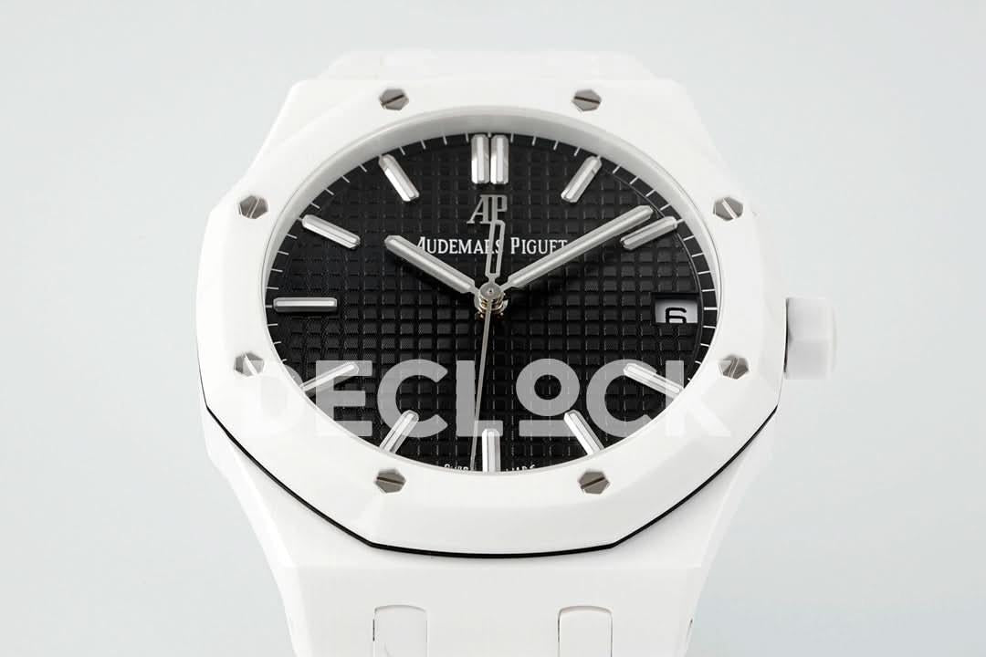 Replica Audemars Pigeut Royal Oak 41mm 15500 White Ceramic/Cer Black Dial APSF |  Declock.