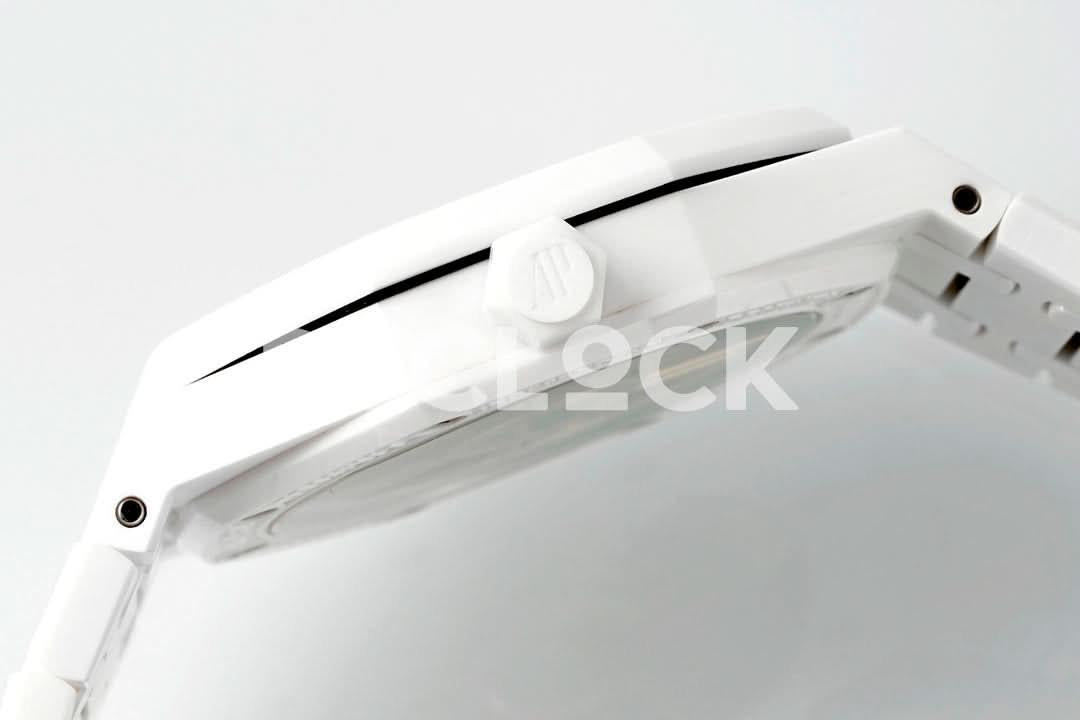 Replica Audemars Pigeut Royal Oak 41mm 15500 White Ceramic/Cer Black Dial APSF |  Declock.