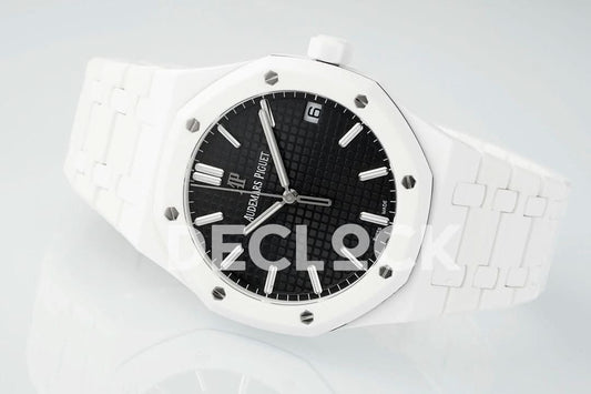 Replica Audemars Pigeut Royal Oak 41mm 15500 White Ceramic/Cer Black Dial APSF | Declock.