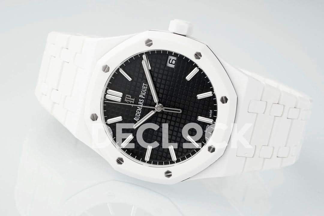 Replica Audemars Pigeut Royal Oak 41mm 15500 White Ceramic/Cer Black Dial APSF |  Declock.