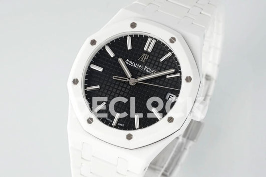 Replica Audemars Pigeut Royal Oak 41mm 15500 White Ceramic/Cer Black Dial APSF | Declock.