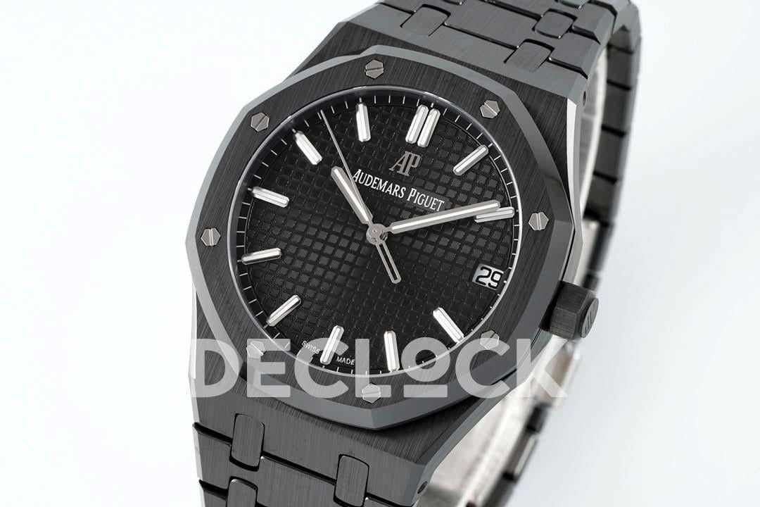 Replica Audemars Pigeut Royal Oak 41mm 15500 Black Ceramic/Cer Black Dial APSF |  Declock.