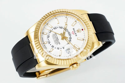 Sky Dweller 336238 YG in White Dial on Black Rubber Strap