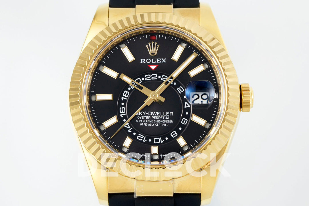 Sky Dweller 336238 YG in Black Dial on Black Rubber Strap