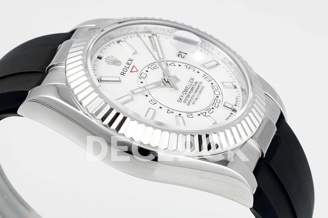 Sky Dweller 336238 SS in White Dial on Black Rubber Strap