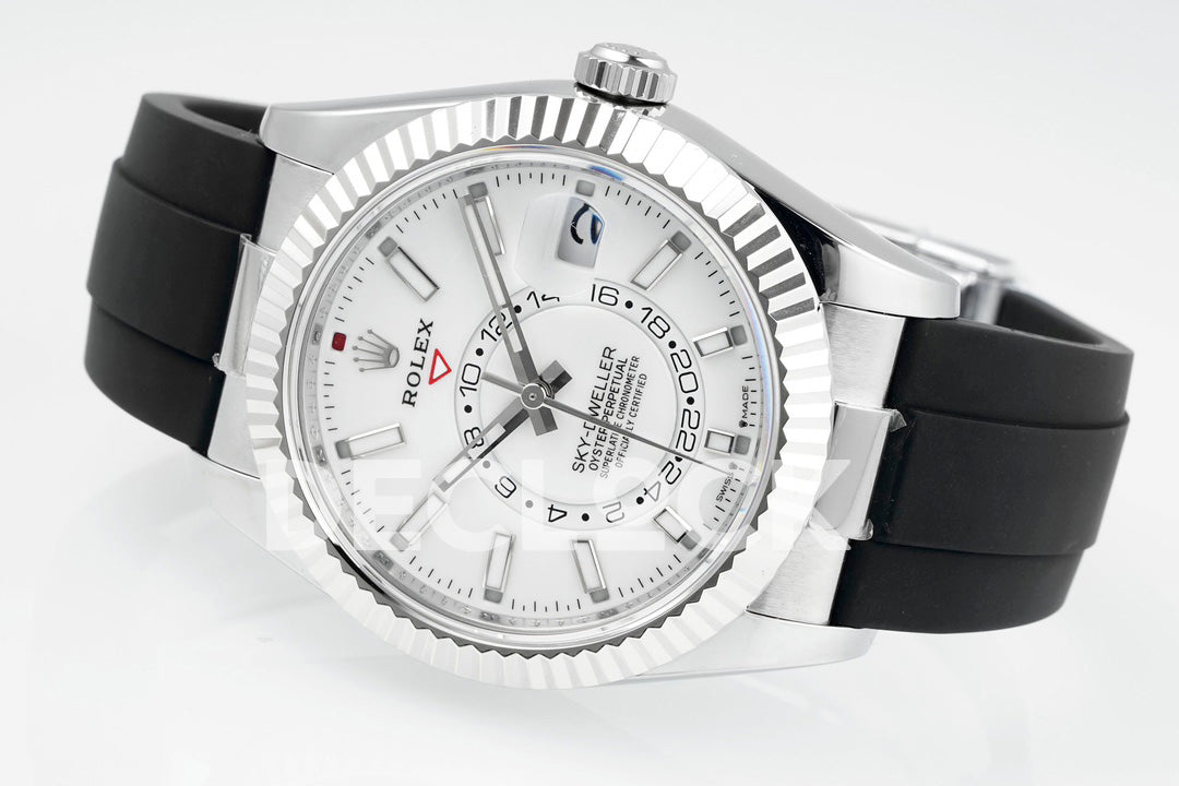 Sky Dweller 336238 SS in White Dial on Black Rubber Strap