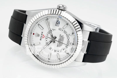 Sky Dweller 336238 SS in White Dial on Black Rubber Strap