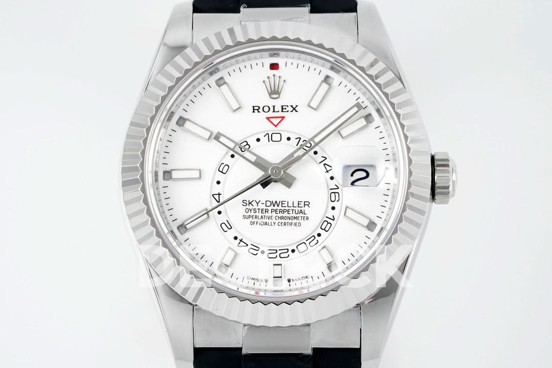 Sky Dweller 336238 SS in White Dial on Black Rubber Strap