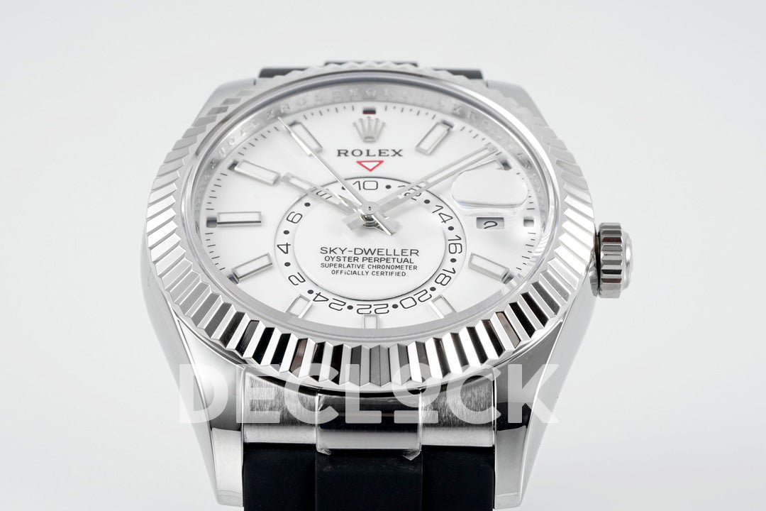 Sky Dweller 336238 SS in White Dial on Black Rubber Strap