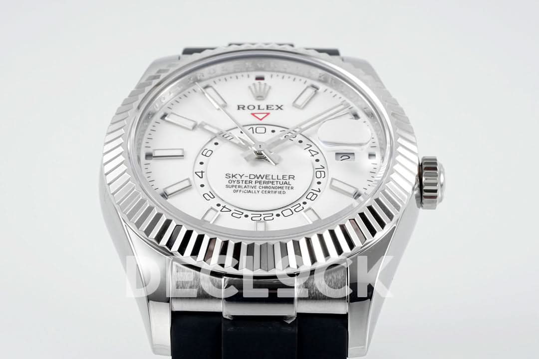 Sky Dweller 336238 SS in White Dial on Black Rubber Strap