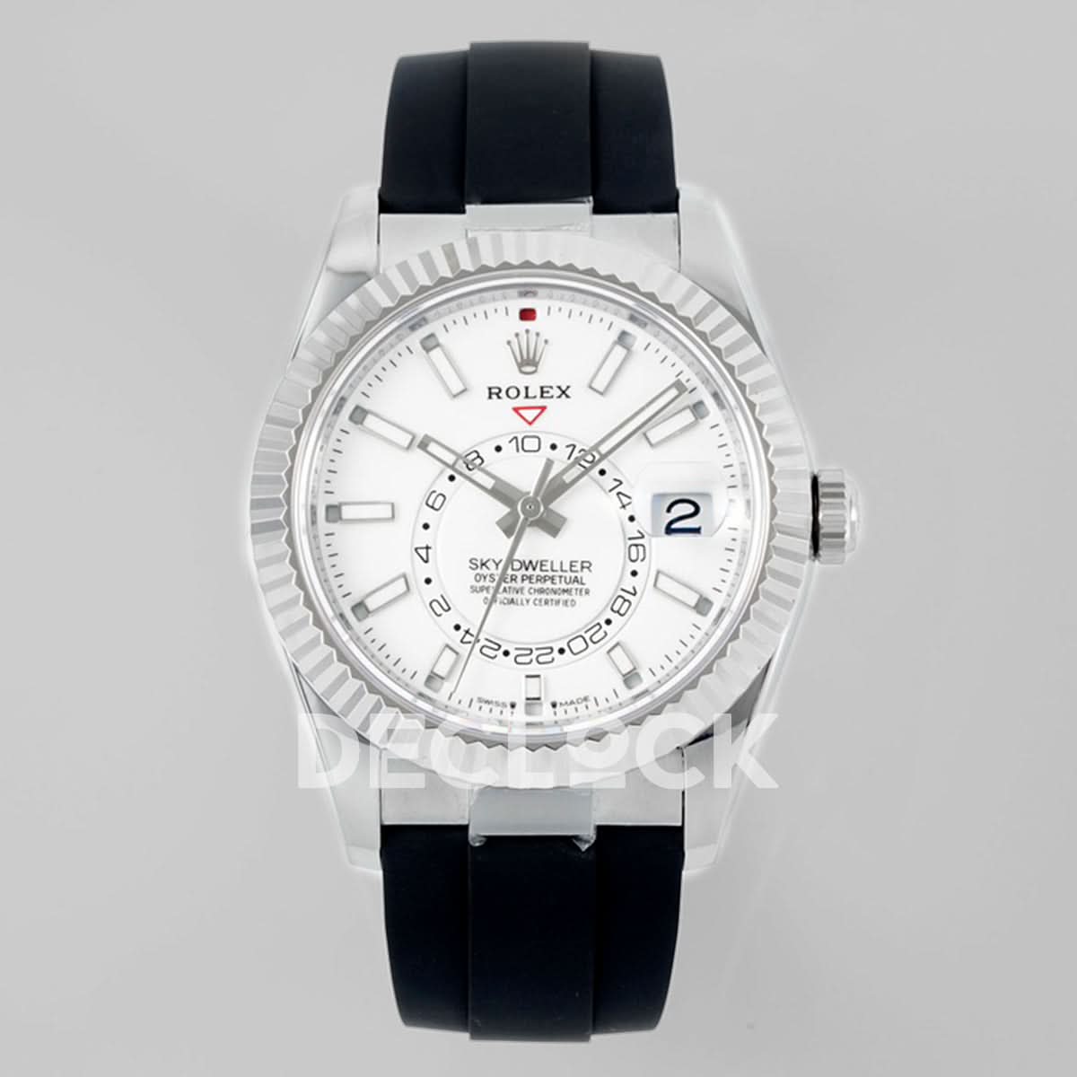 Sky Dweller 336238 SS in White Dial on Black Rubber Strap