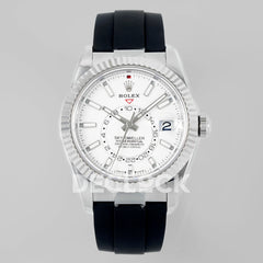 Sky Dweller 336238 SS in White Dial on Black Rubber Strap