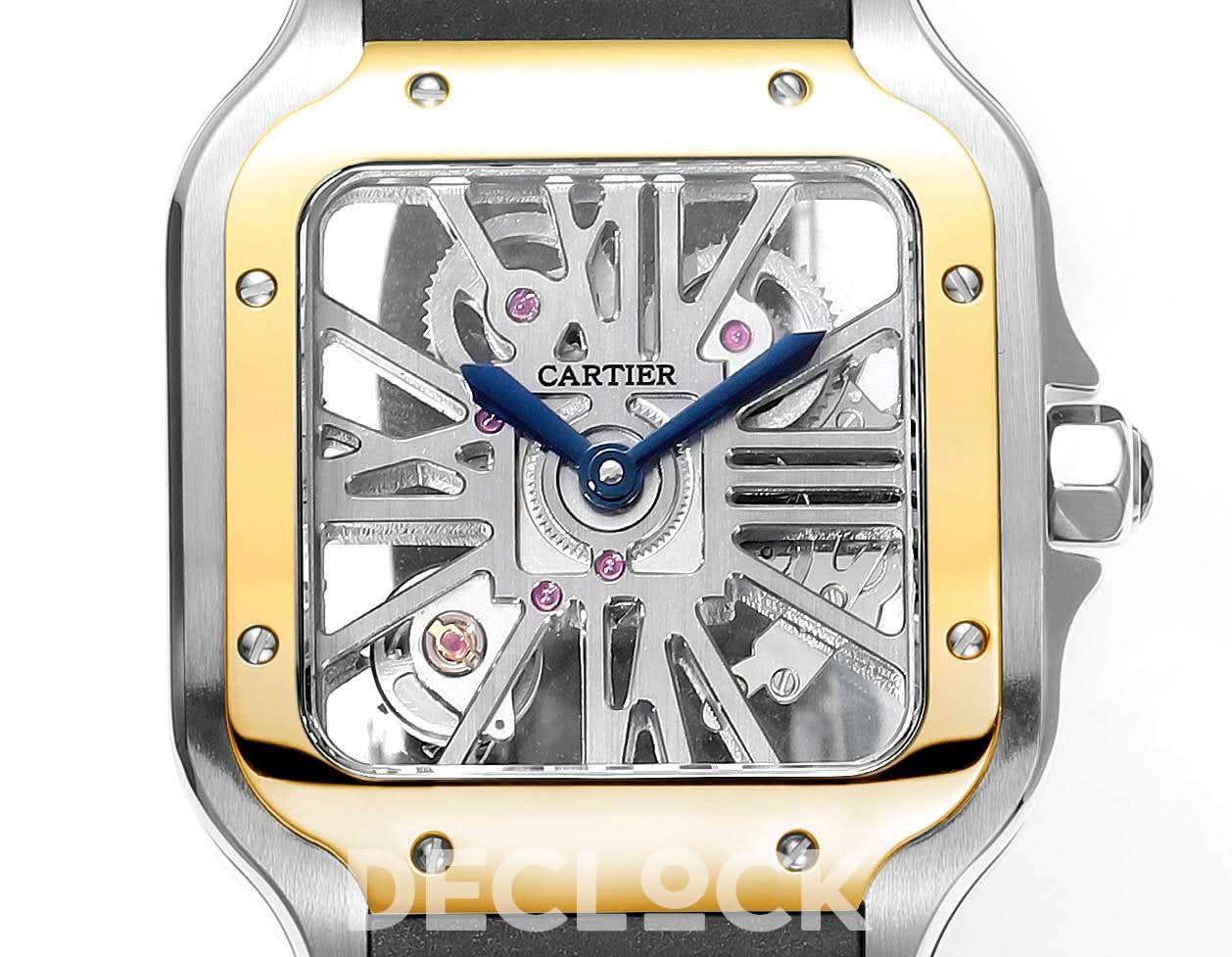 Replica Cartier Santos de Cartier Skeleton SG Black Strap |  Declock.