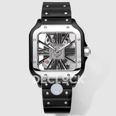 Santos de Cartier Skeleton WG Black Strap