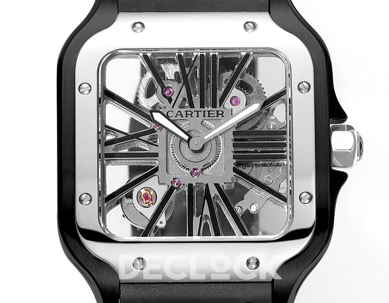 Santos de Cartier Skeleton WG Black Strap