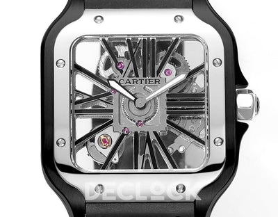 Santos de Cartier Skeleton WG Black Strap