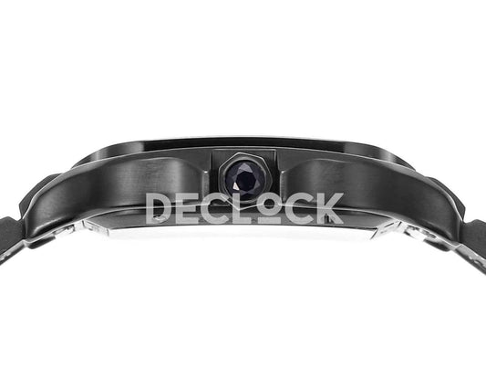 Replica Cartier Santos de Cartier Skeleton PVD Black Strap Blue Pointer | Declock.