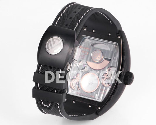 Replica Franck Muller Curvex Grand Central Tourbillon in Black Carbon | Declock.