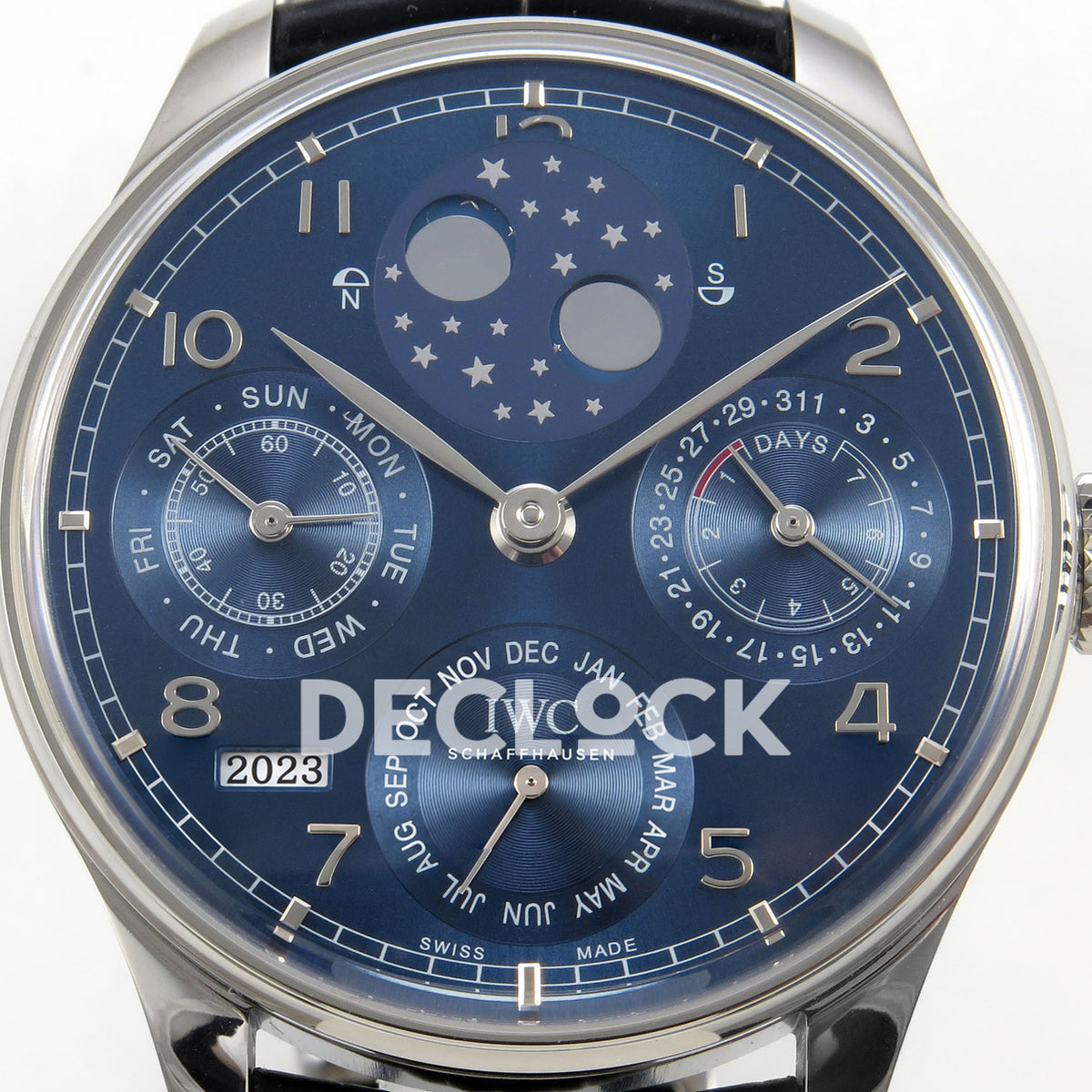 IWC Portugieser Perpetual Calendar Blue APSF A52610 – front dial close-up
