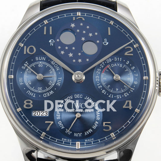IWC Portugieser Perpetual Calendar Blue APSF A52610 – front dial close-up