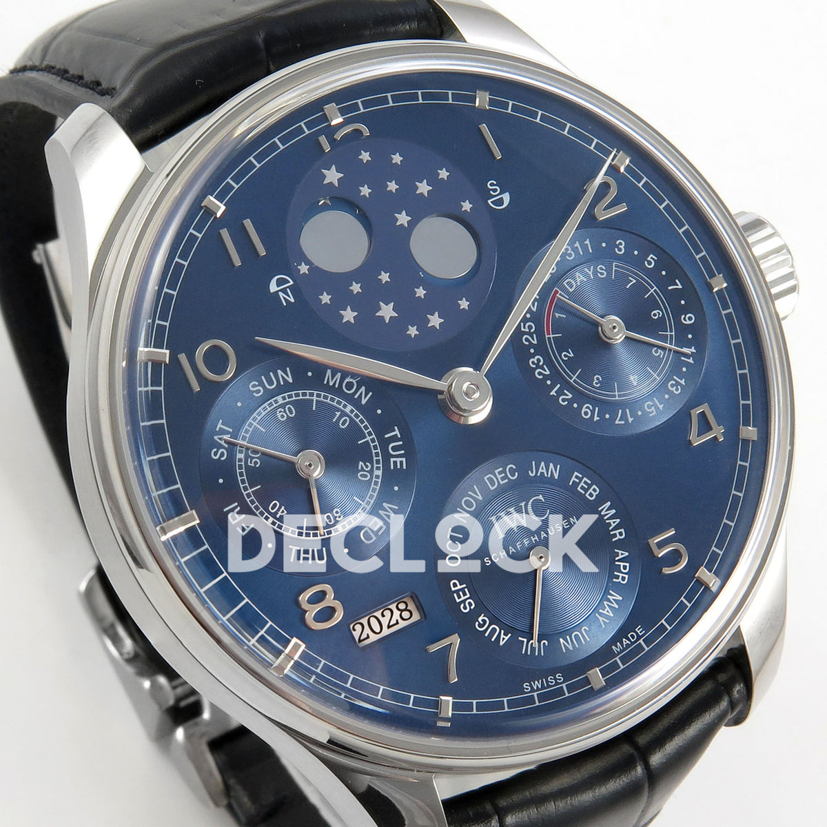 IWC Portugieser Perpetual Calendar Blue APSF A52610 – left angle