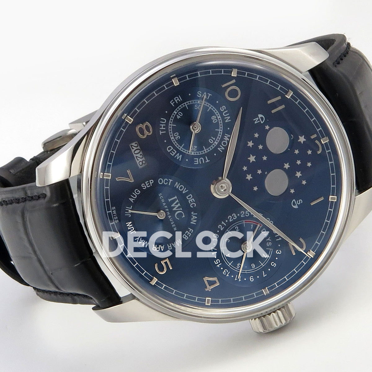 IWC Portugieser Perpetual Calendar Blue APSF A52610 – sideways dial