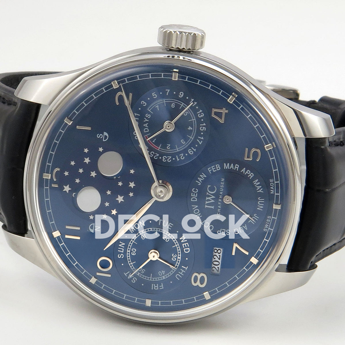 IWC Portugieser Perpetual Calendar Blue APSF A52610 – opposite sideways dial