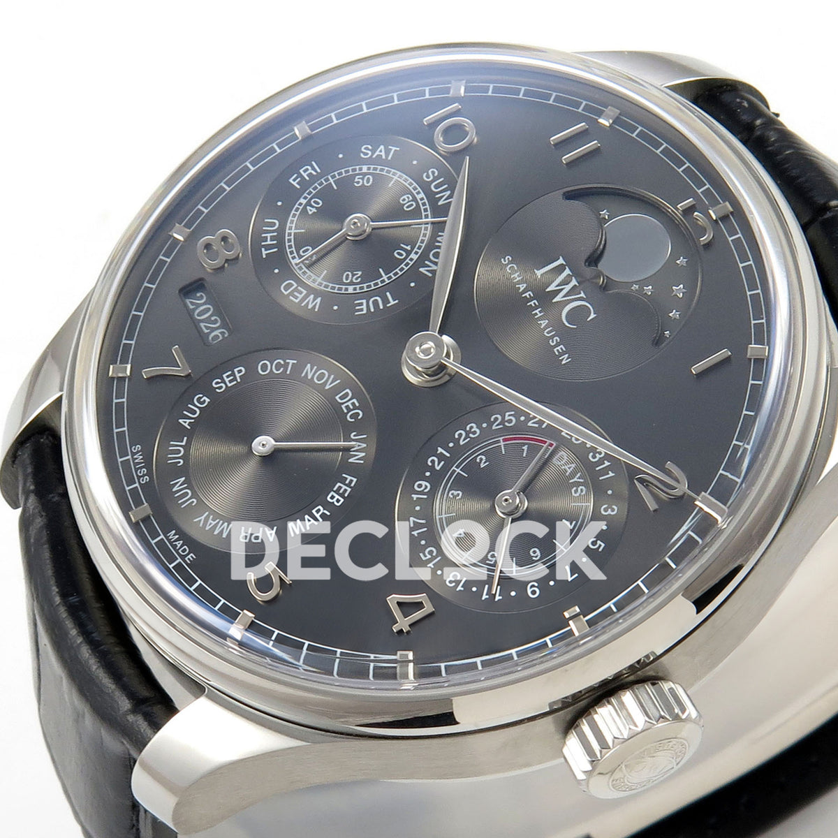 IWC Portugieser Perpetual Calendar Gray APSF A52610 – tilted right dial