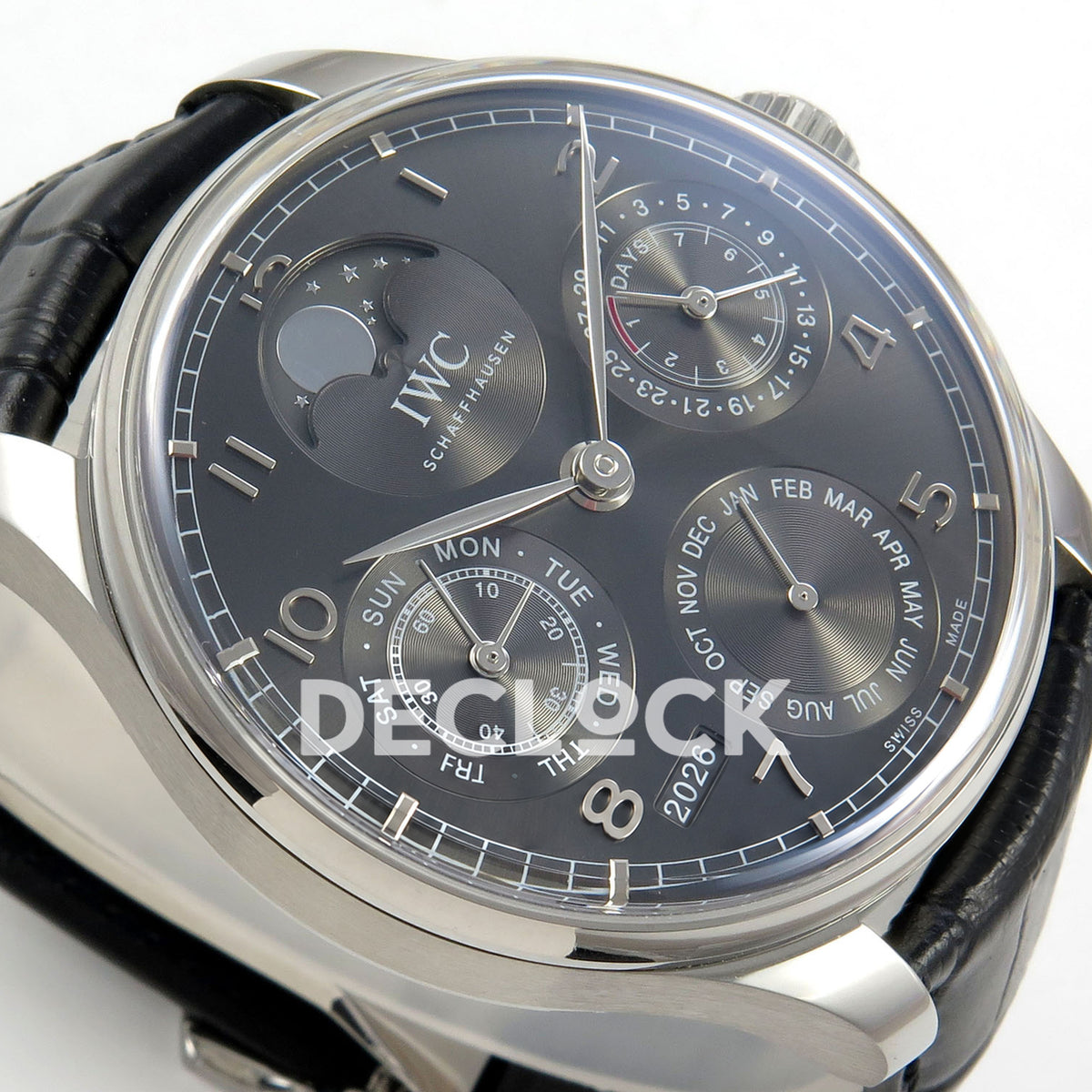 IWC Portugieser Perpetual Calendar Gray APSF A52610 – tilted left dial