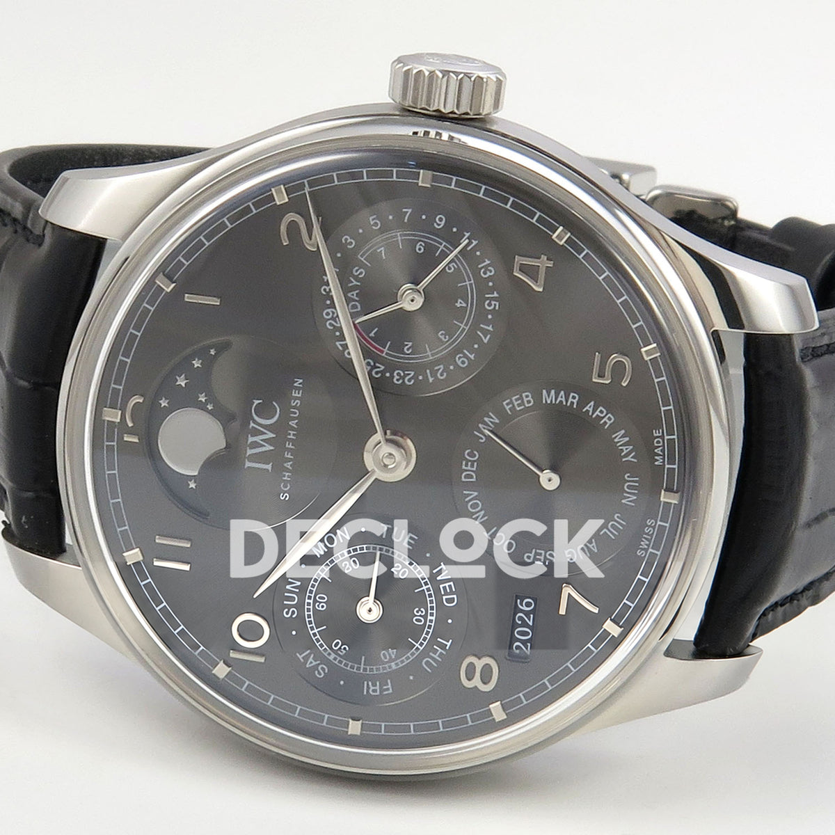 IWC Portugieser Perpetual Calendar Gray APSF A52610 – opposite sideways dial