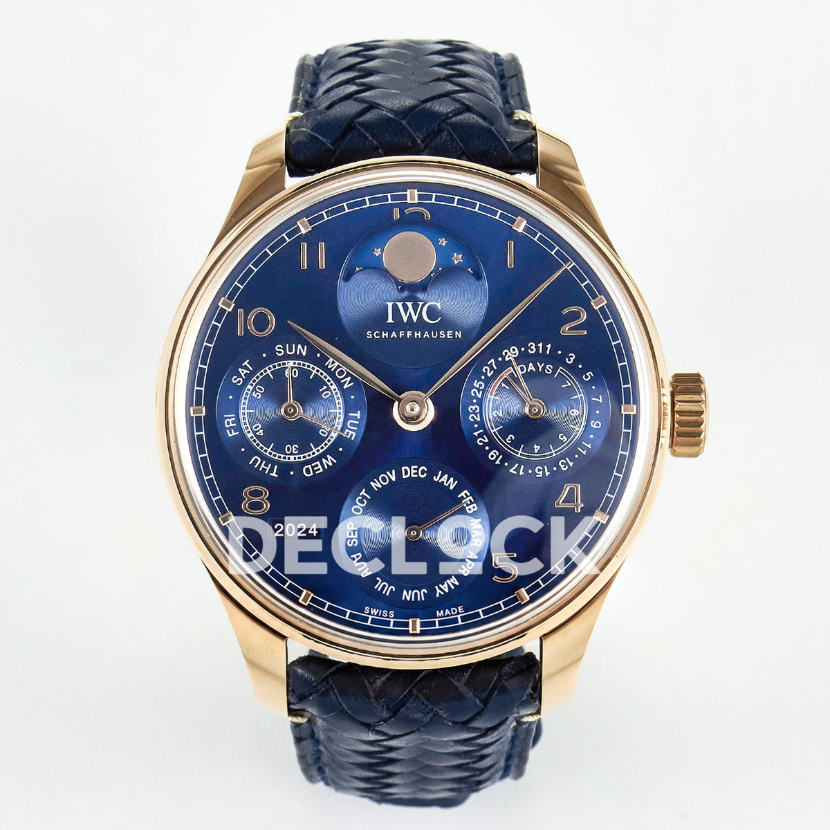 IWC Portugieser Perpetual Calendar Rose Gold Blue Style 1 APSF A52610 – front view