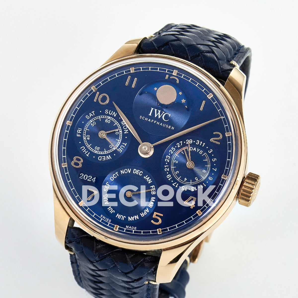 IWC Portugieser Perpetual Calendar Rose Gold Blue Style 1 APSF A52610 – right angle