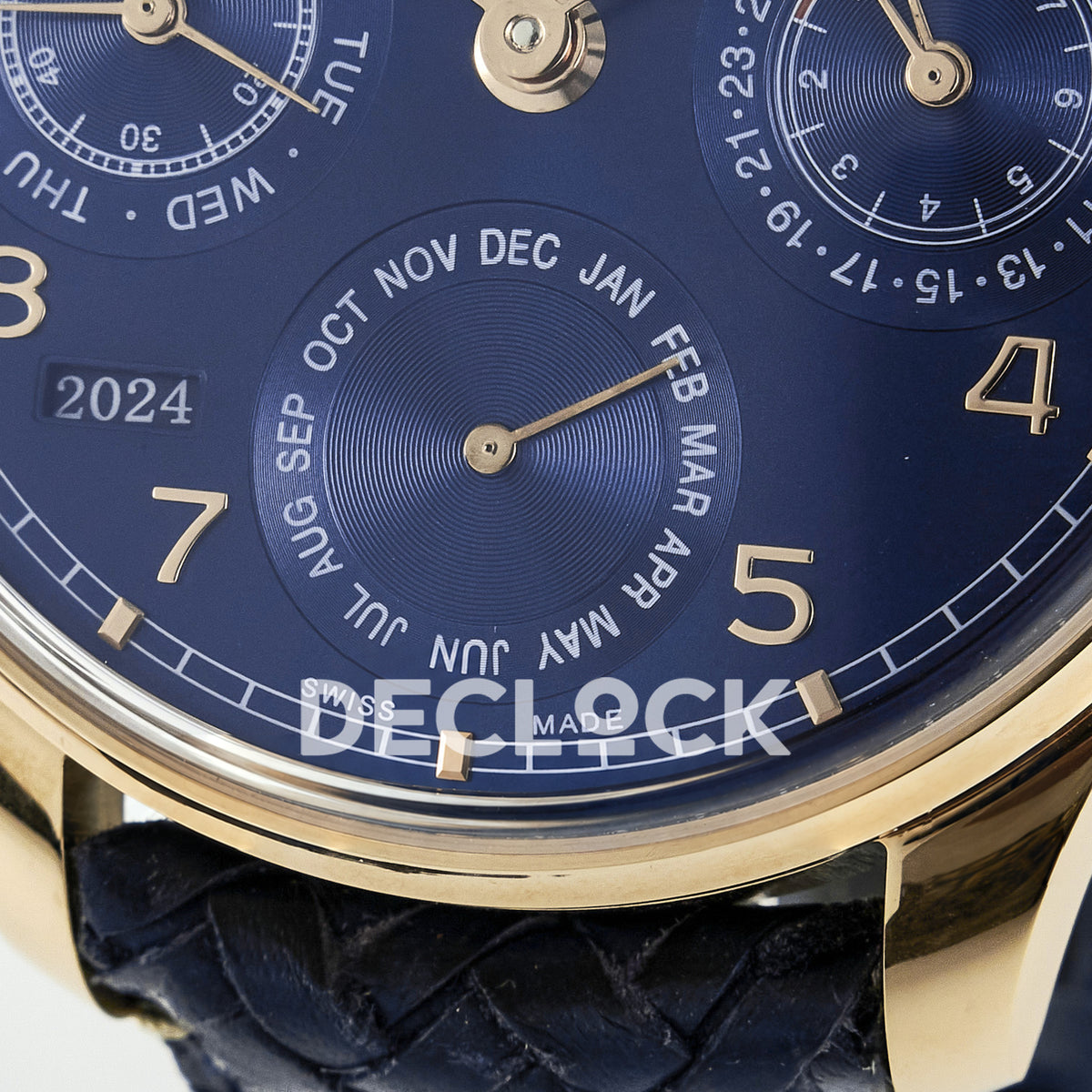 IWC Portugieser Perpetual Calendar Rose Gold Blue Style 1 APSF A52610 – lower dial detail
