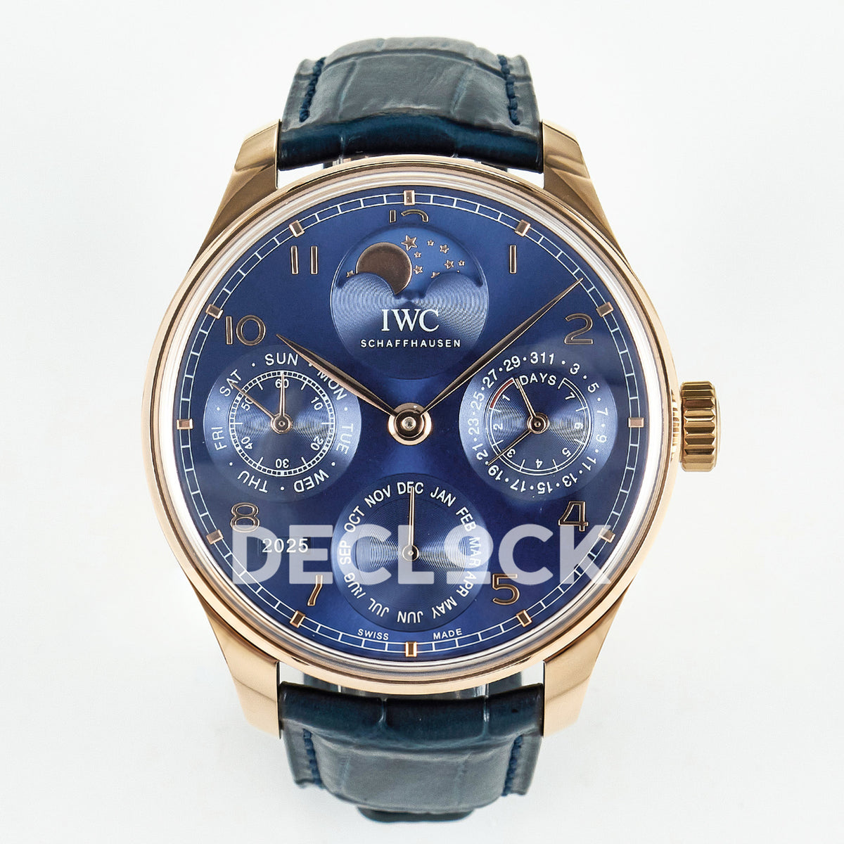 IWC Portugieser Perpetual Calendar Rose Gold Blue Style 2 APSF A52610 – front view