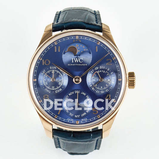 IWC Portugieser Perpetual Calendar Rose Gold Blue Style 2 APSF A52610 – front view